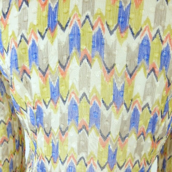 TWELFTH STREET CYNTHIA VINCENT print blue brown orange silk top USA 4 vintage - Picture 6 of 8